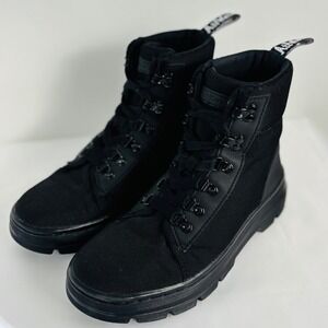 Dr. Martens Combs Boots Women's Black Poly Lace Up Combat Boot Size 8